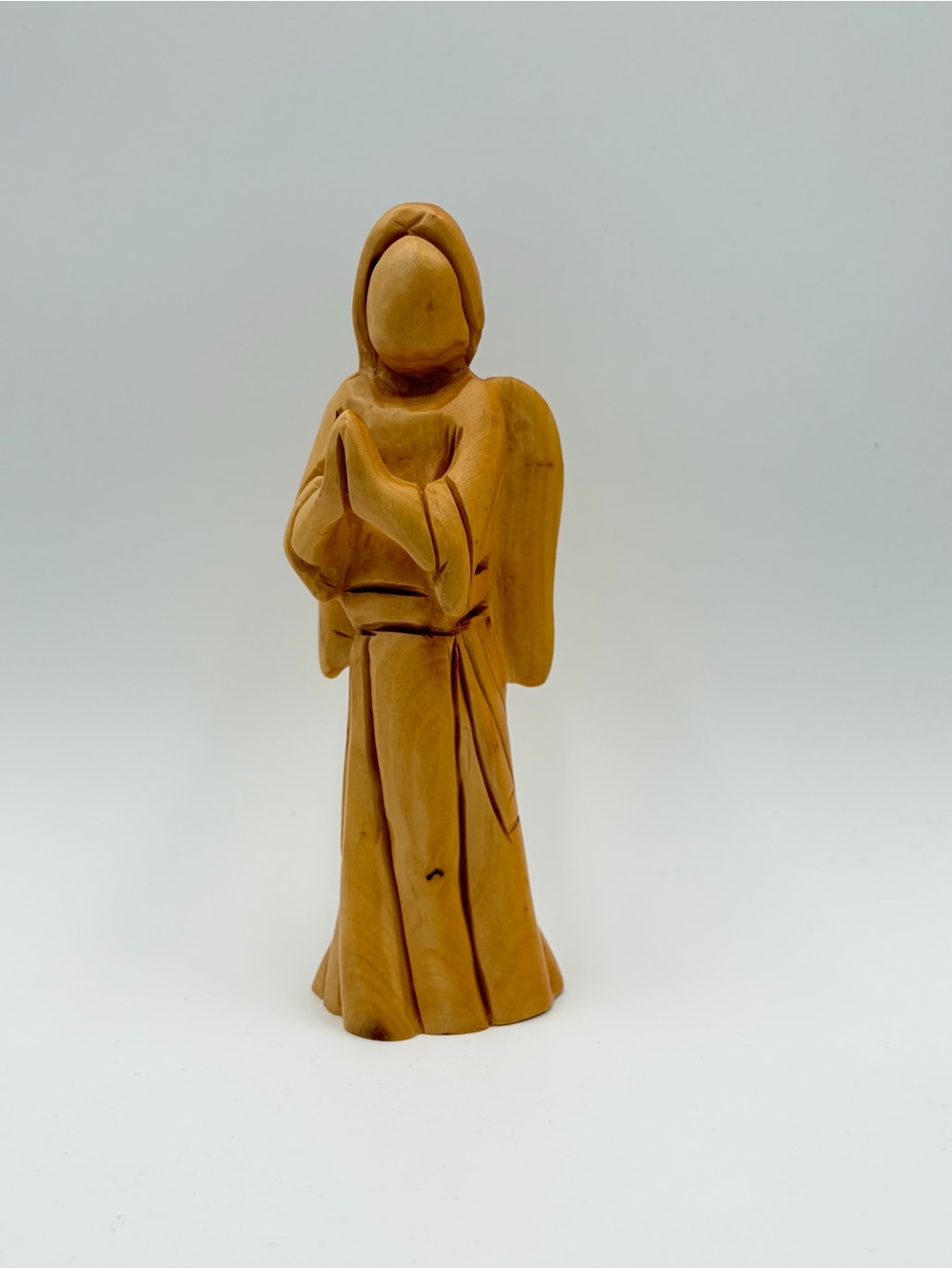 Hand Carved Wood Wooden Praying Angel Figurine Christmas 7 in